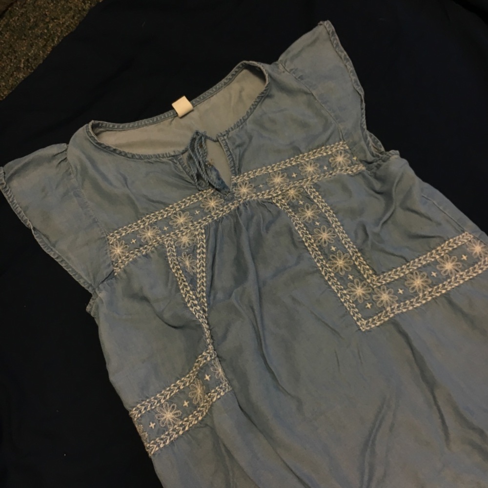 Embroidered Denim Style Women Top